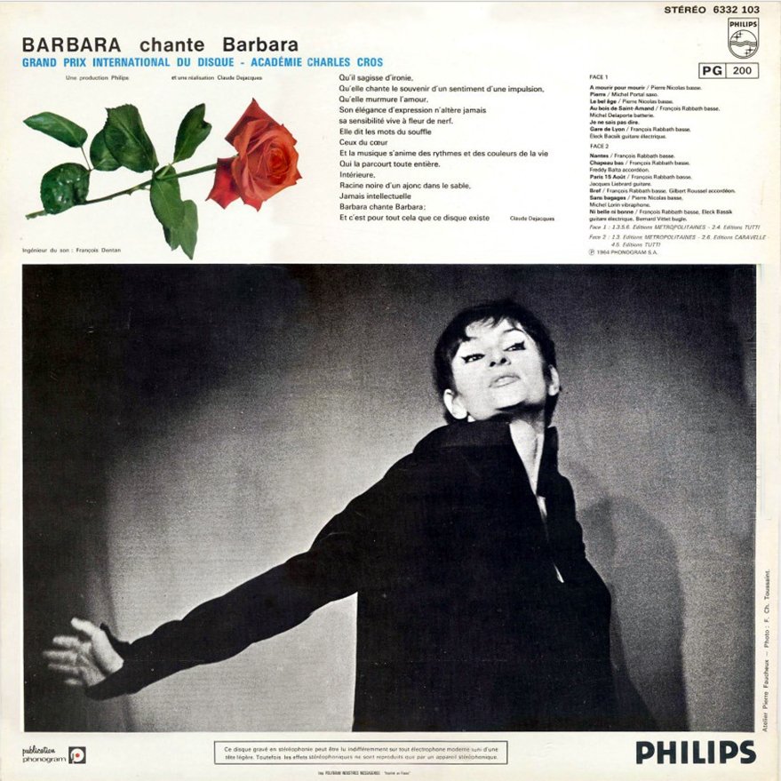 pochette du disque vinyle barbara 1964 verso