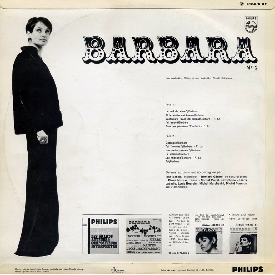 pochette du disque vinyle barbara 1965 verso