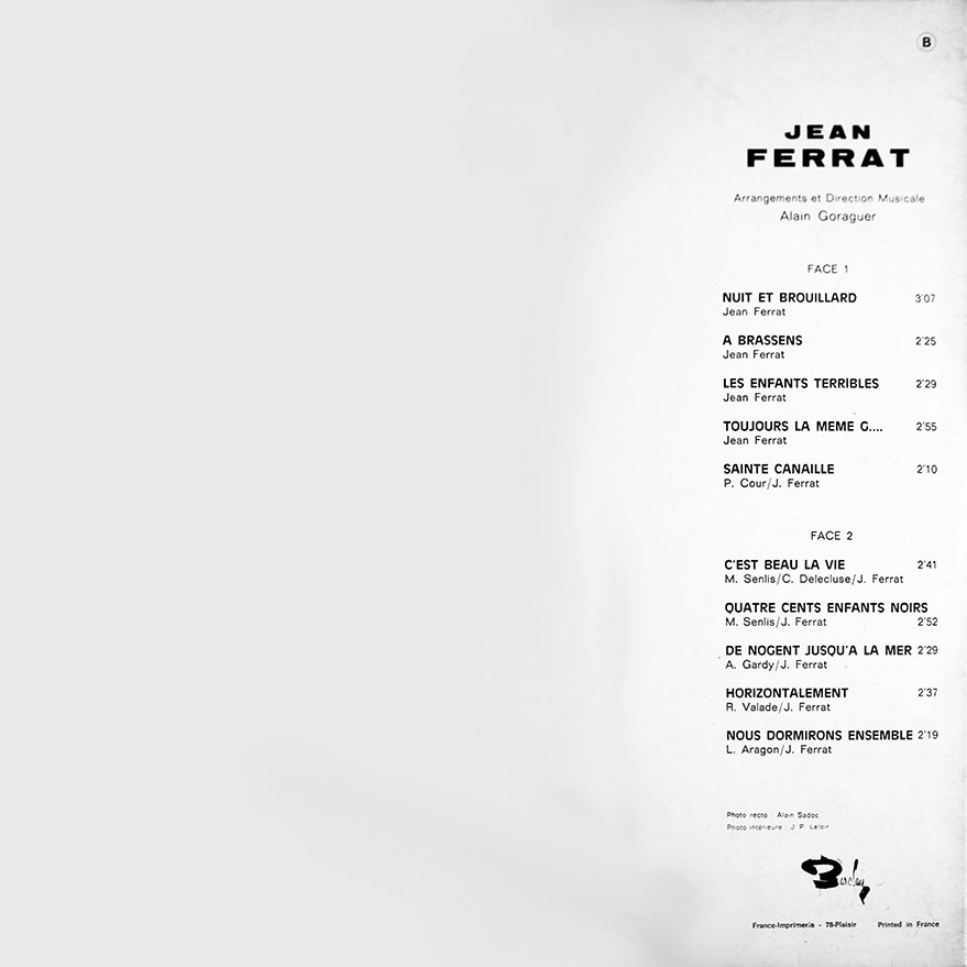 pochette du disque vinyle nuit et brouillard version 1967 verso