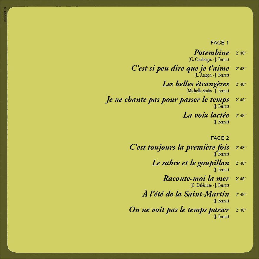 pochette du disque vinyle potemkine verso